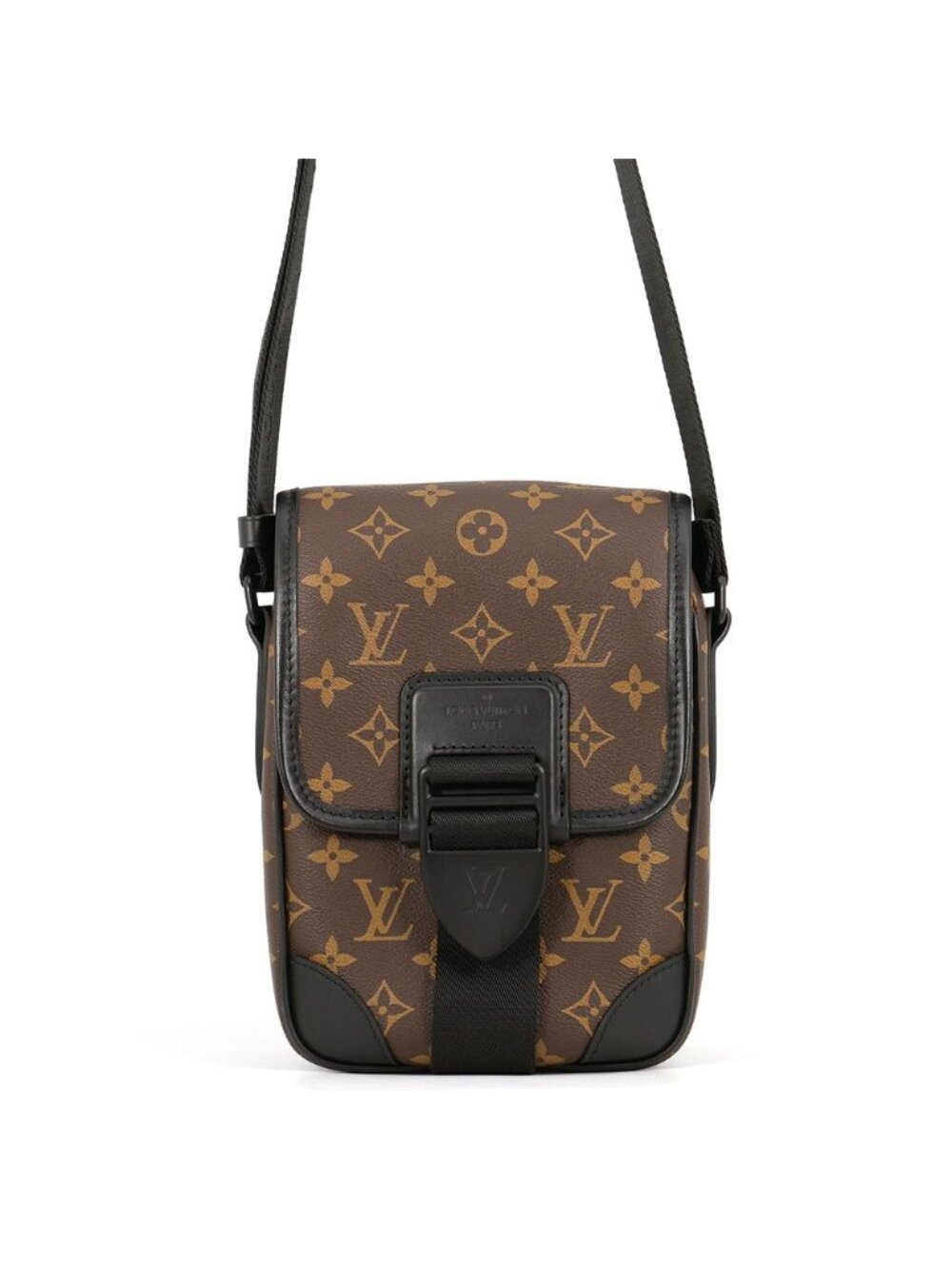 Louis Vuitton Shoulder Bag Monogram Macassar Archie Messenger Black